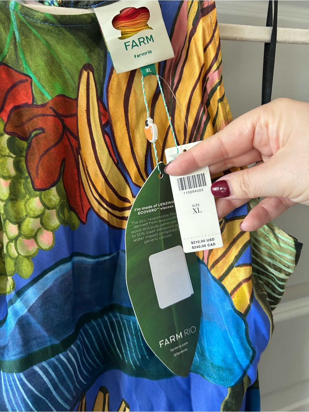 NWT Farm Rio High-Neck Banana Grape Fruit Printed Midi Dress - Picture 7 of 8